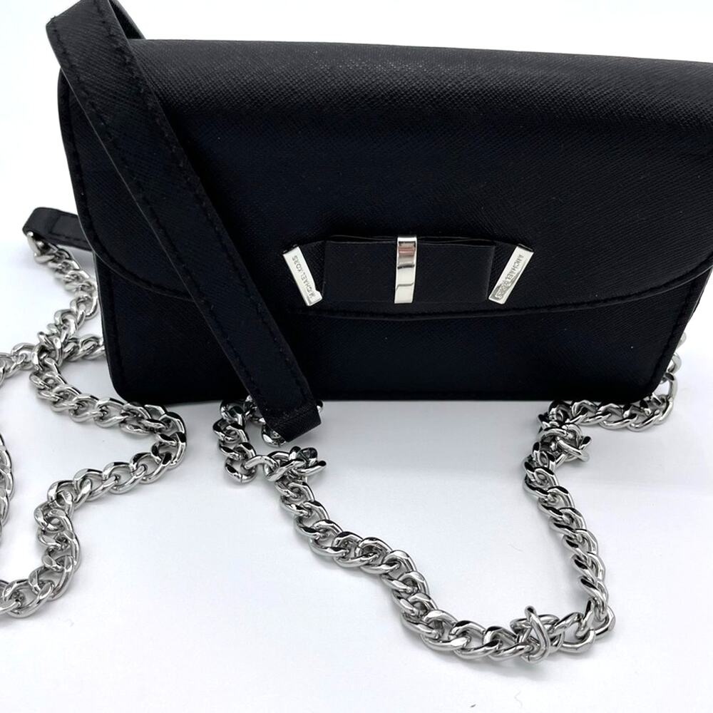Michael Kors Kiera Bow Crossbody Bag Saffiano Leather Chain Strap Silver HW EUC